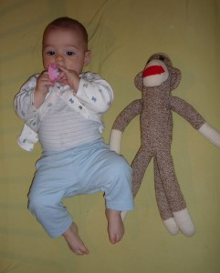 Ivan 7 months with monkey monkey